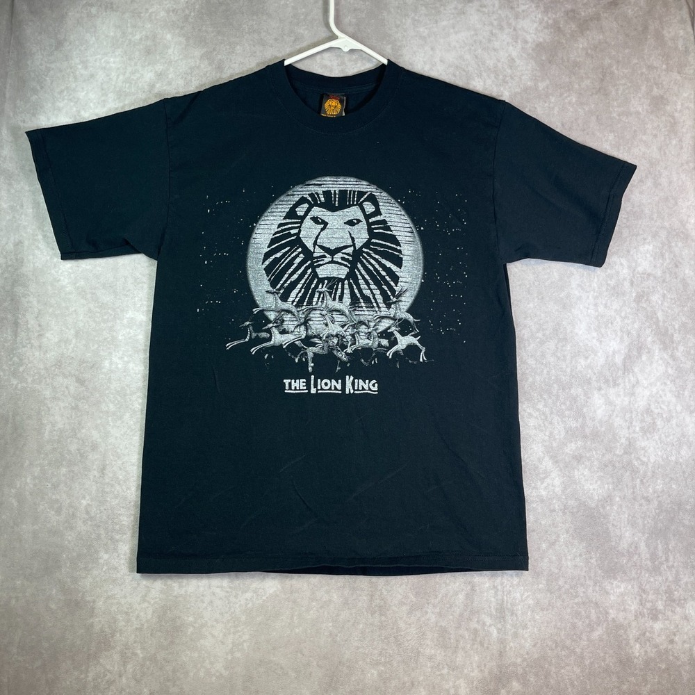 VINTAGE The Lion King Shirt Adult Large Black Graphic Tee Broadway Musical Movie